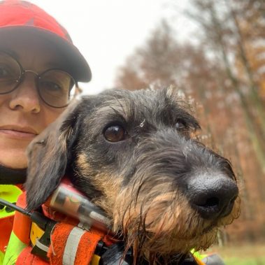 Anton von der Magna Kybele FCI nach erfolgreicher Arbeit an der Sau